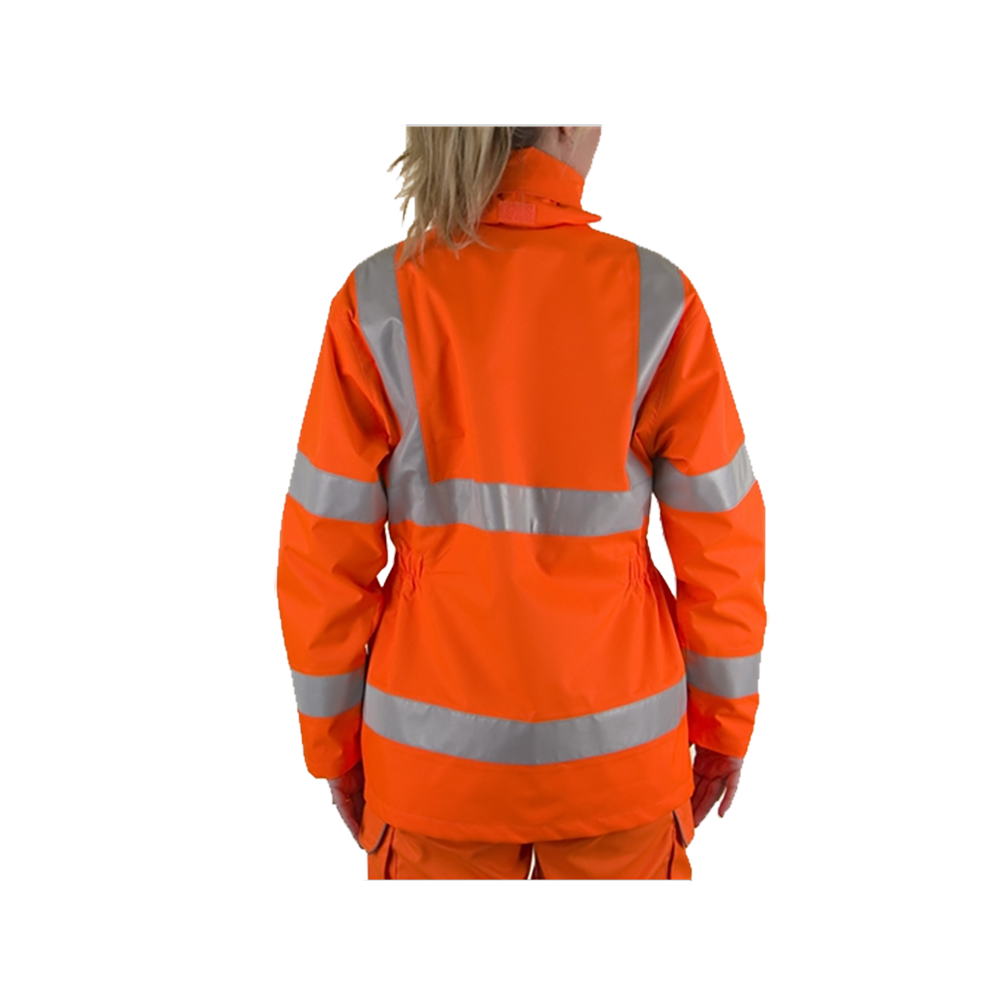 Ladies Hi Vis Orange Waterproof Jacket (HV1109) - Image 2