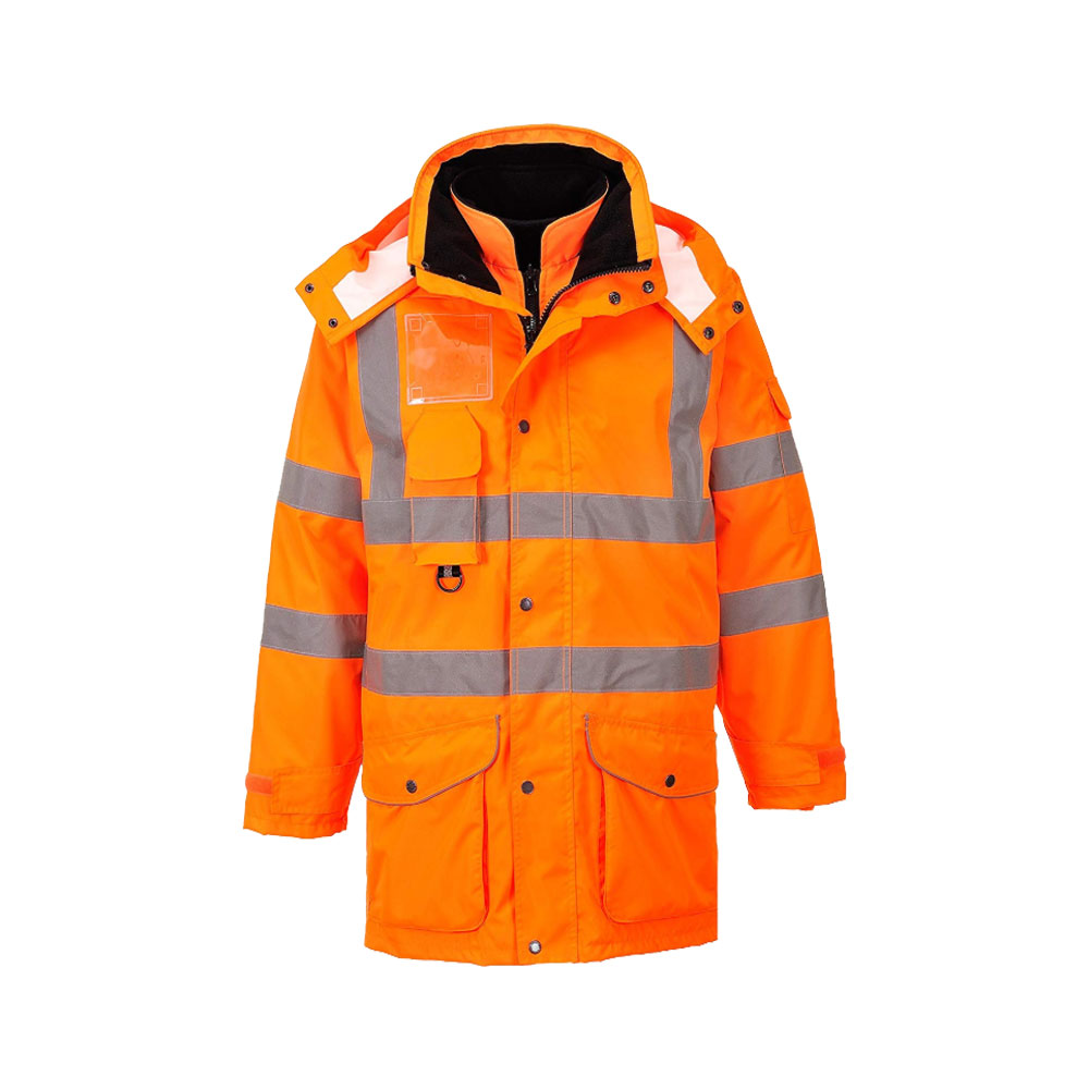 Hi Vis Orange Waterproof Breathable 7 in 1-Rail Coat A