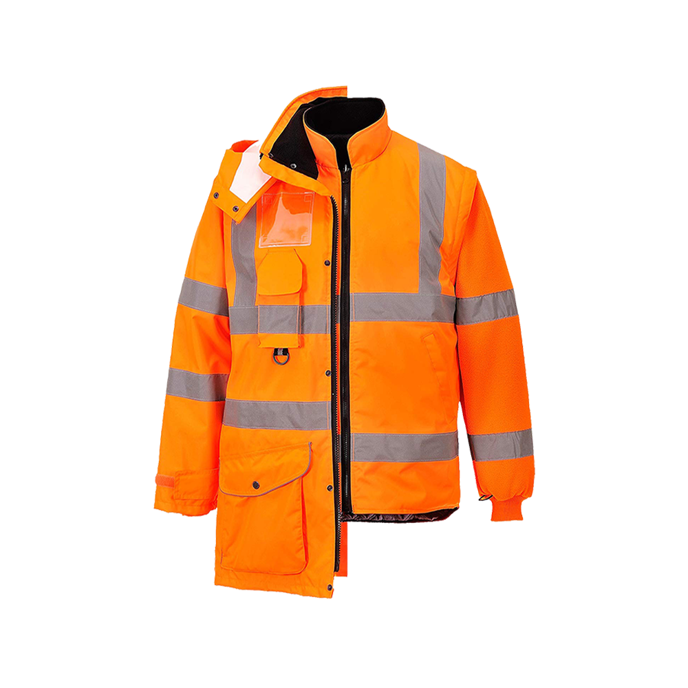 Hi Vis Orange Waterproof Breathable 7 in 1 Rail Coat (HV1117) - Image 2