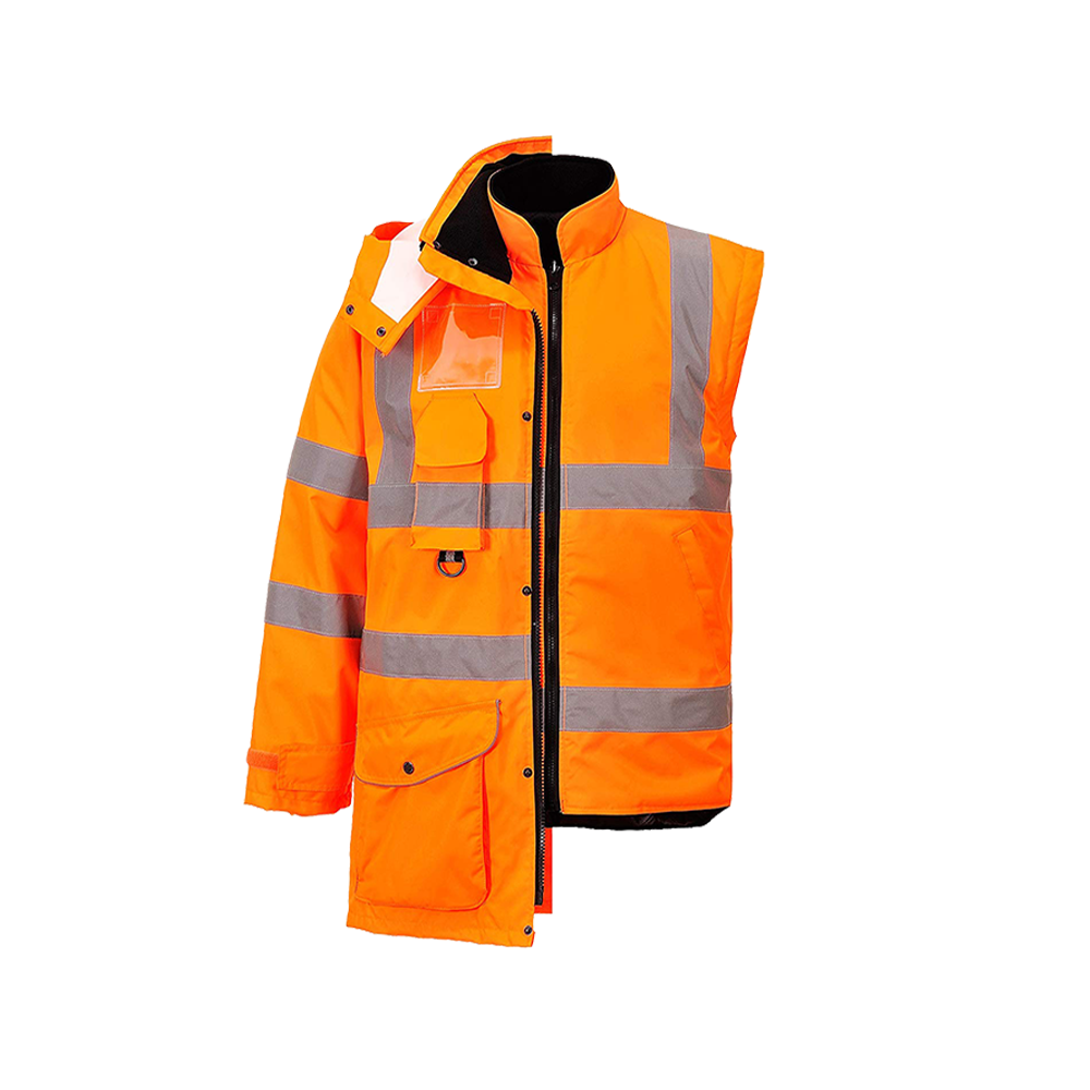 Hi Vis Orange Waterproof Breathable 7 in 1 Rail Coat (HV1117) - Image 3