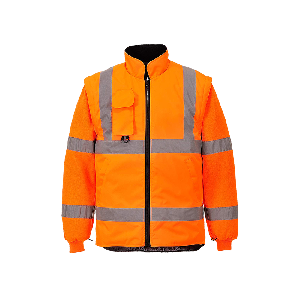 Hi Vis Orange Waterproof Breathable 7 in 1 Rail Coat (HV1117) - Image 4