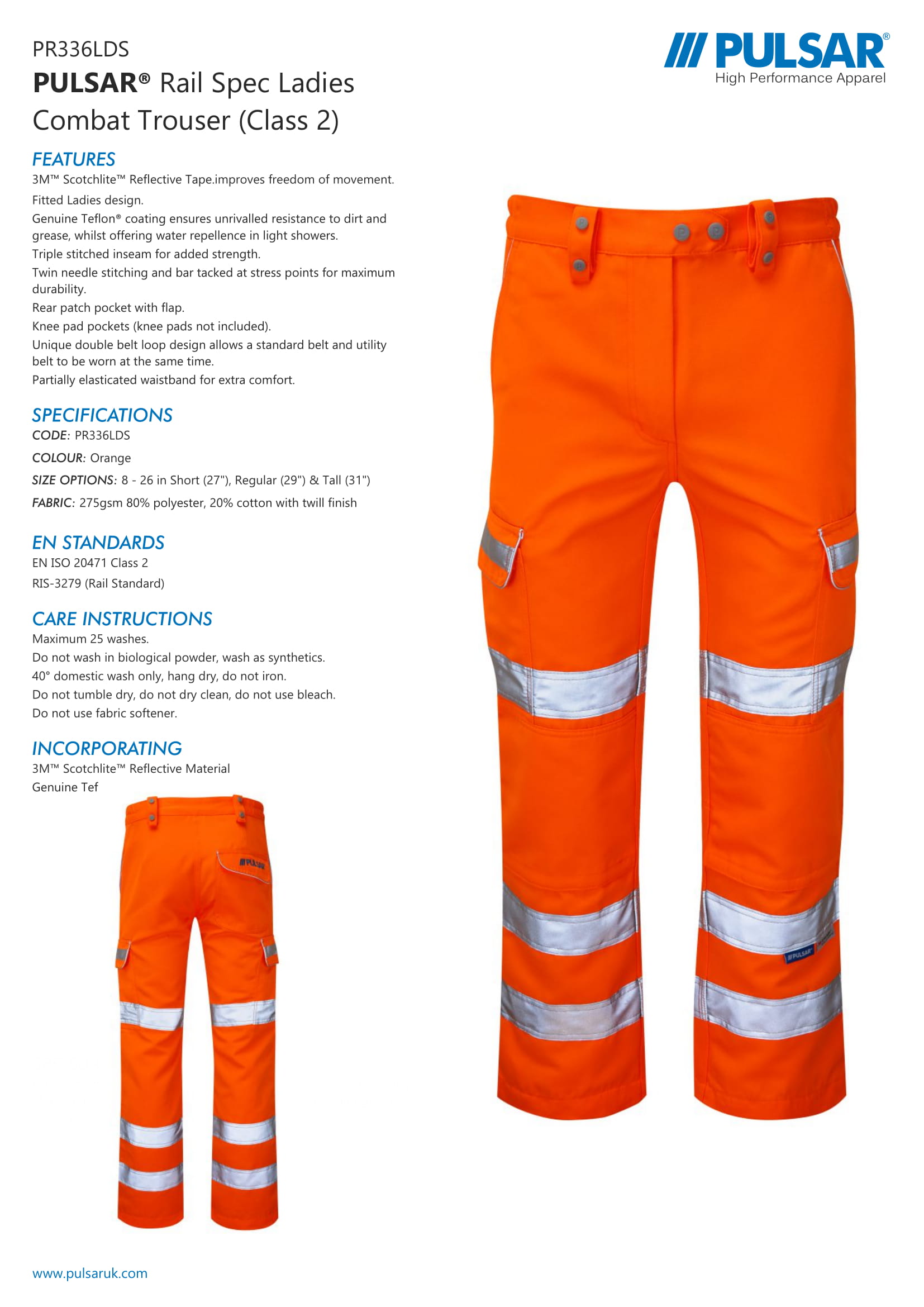 PULSAR® LADIES RAIL SPEC COMBAT TROUSER (PR336LDS) - Image 4