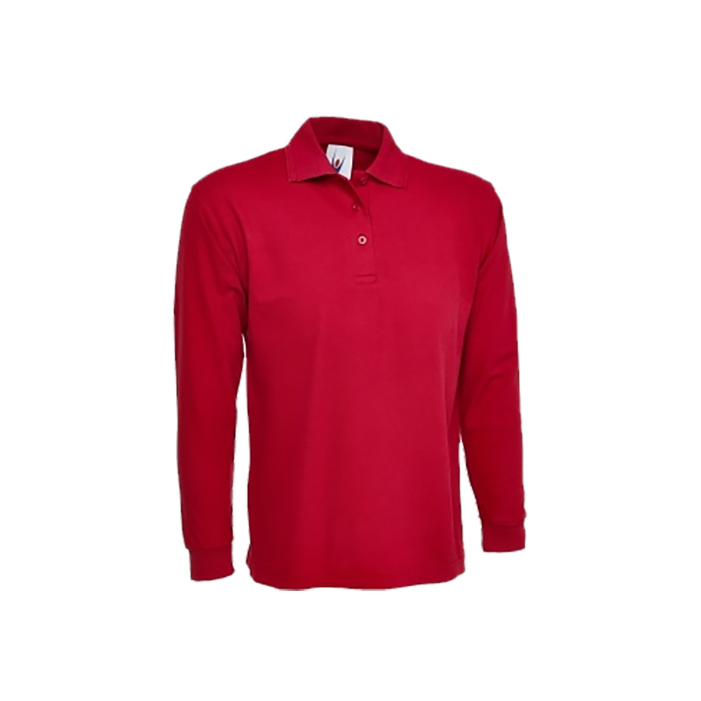 Uneek Long Sleeve Red Polo Shirt - Spartan Safety